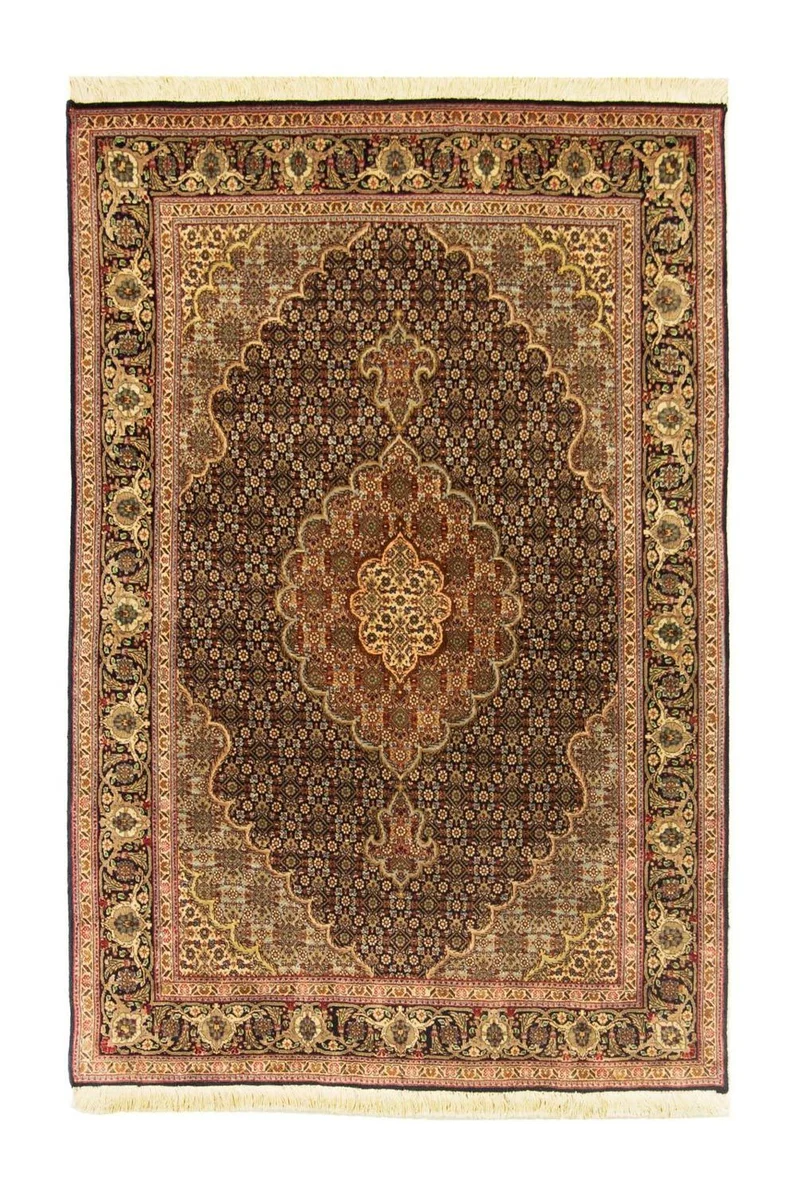 Täbriz - 50 Raj Teppich 100x150cm - Perserteppich - schwarz