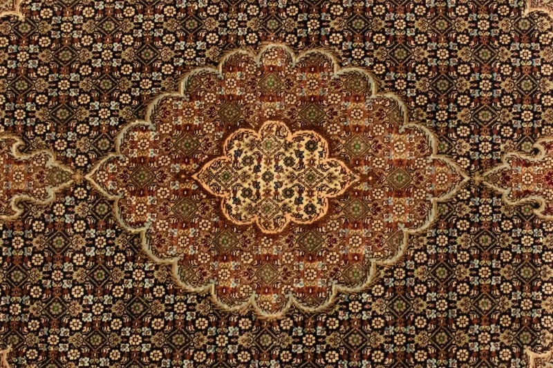 Täbriz - 50 Raj Teppich 100x150cm - Perserteppich - schwarz