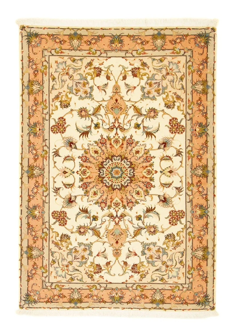 Täbriz - 50 Raj Teppich 100x158cm - Perserteppich - beige