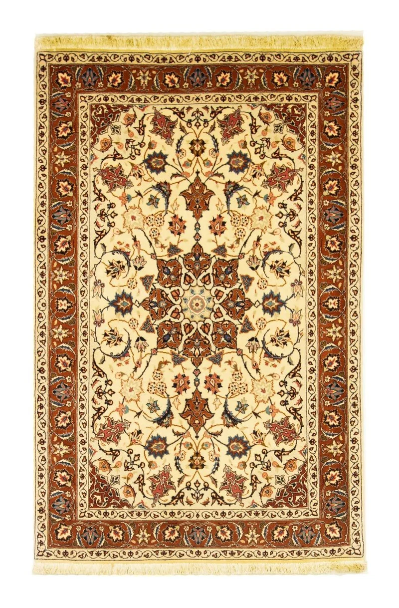 Täbriz - 50 Raj Teppich 103x157cm - Perserteppich - beige