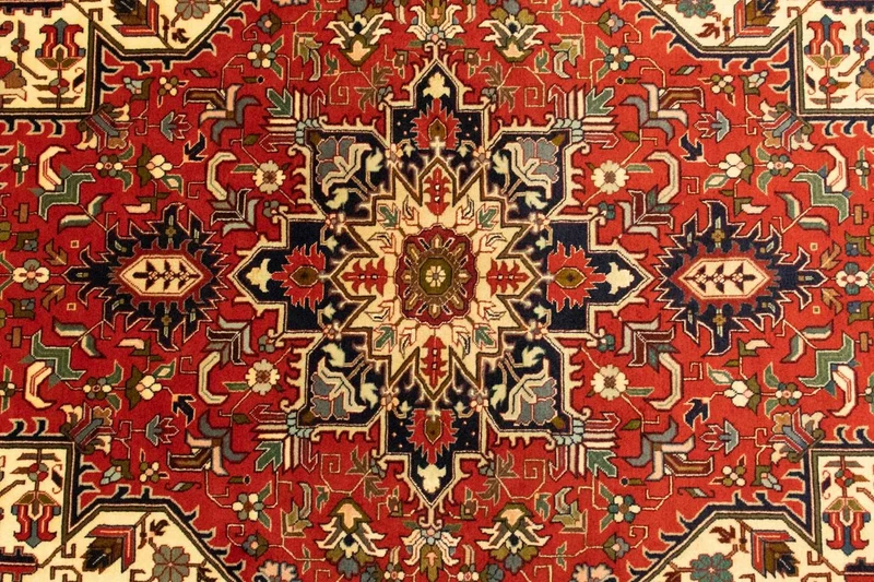 Täbriz - 50 Raj Teppich 102x162cm - Perserteppich - rot
