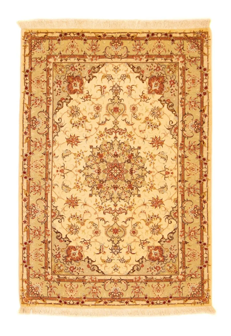 Täbriz - 50 Raj Teppich 104x147cm - Perserteppich - beige