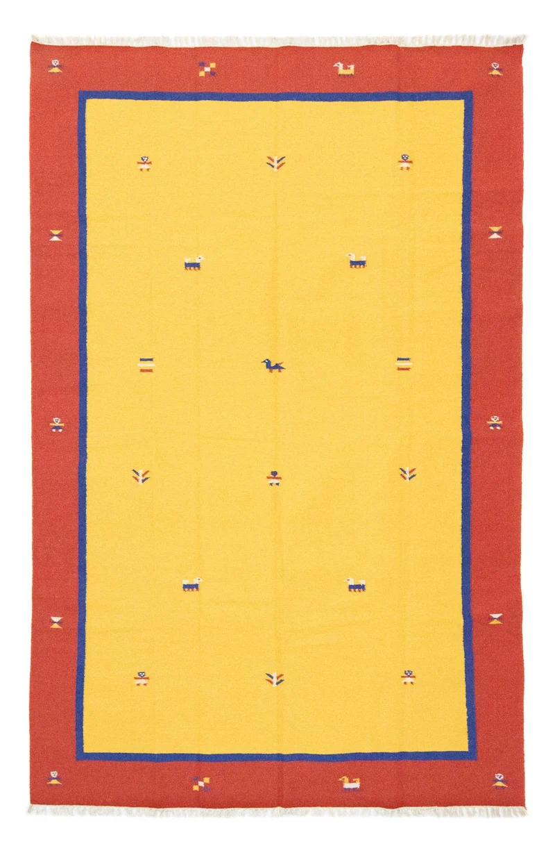 Kelim Modern Teppich 200x300cm - gelb