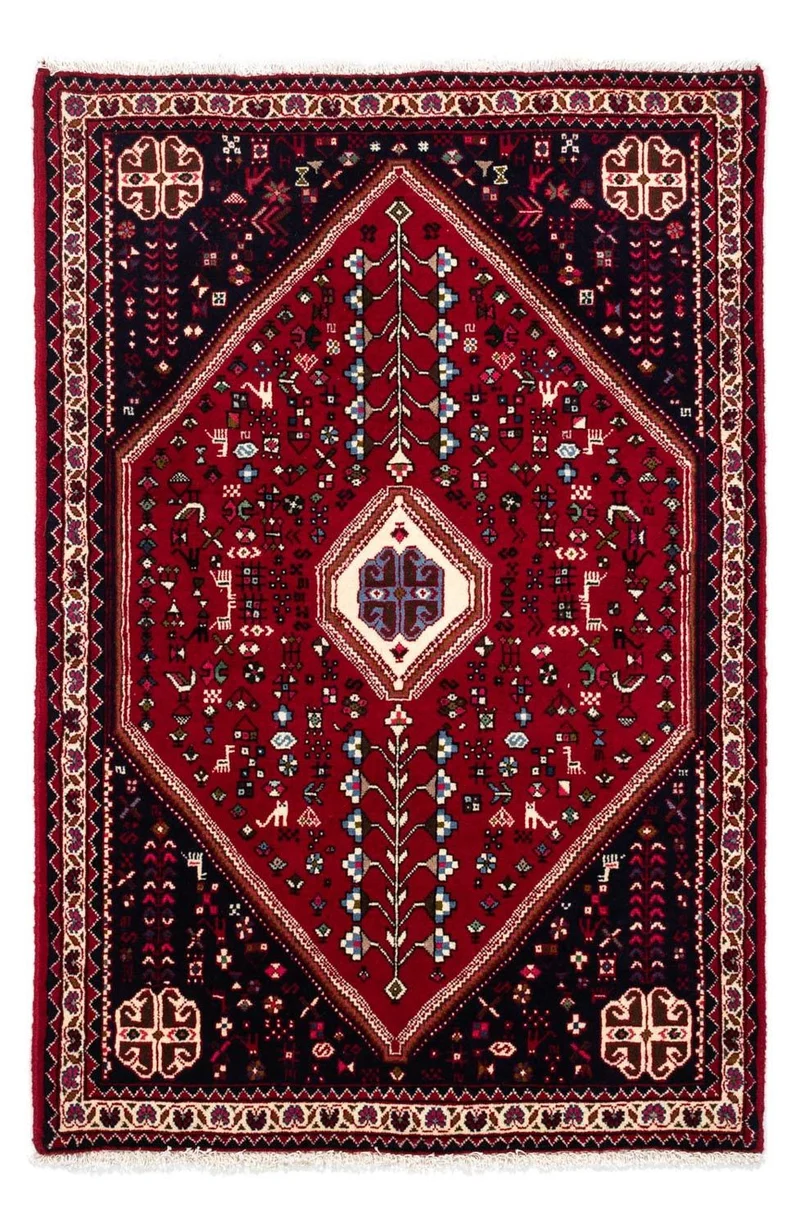 Abadeh Teppich 98x150cm - Perserteppich - dunkelrot