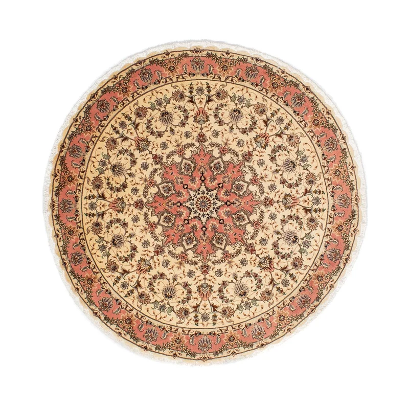 Täbriz - 50 Raj Teppich 150x150cm - Perserteppich - hellbraun
