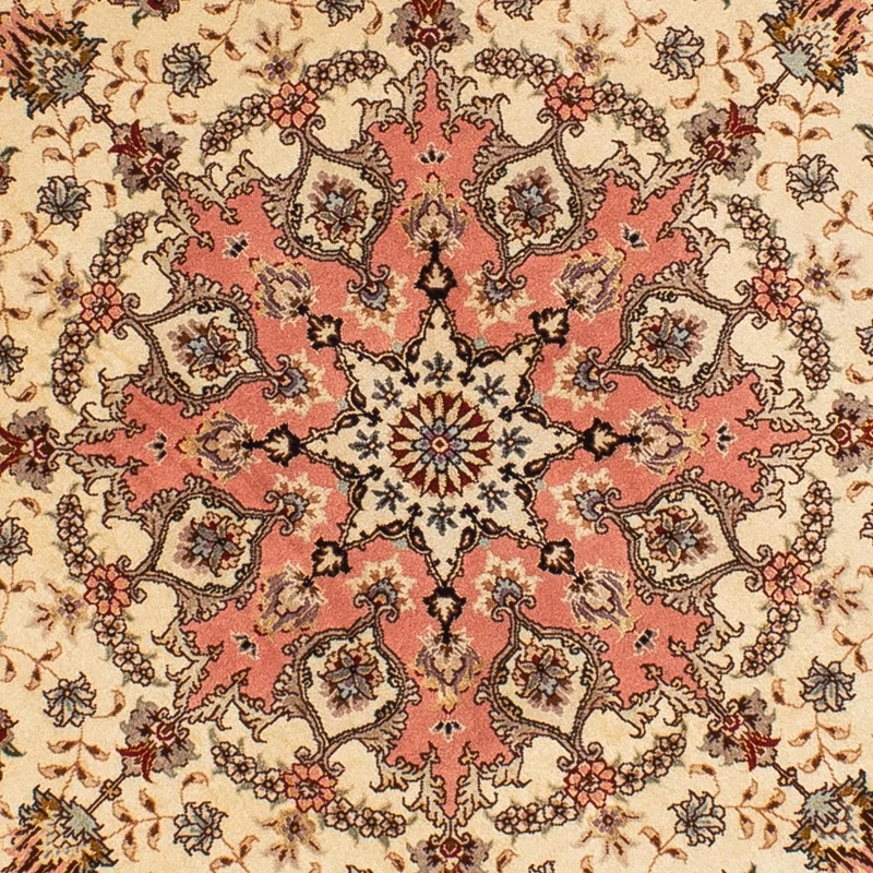 Täbriz - 50 Raj Teppich 150x150cm - Perserteppich - hellbraun