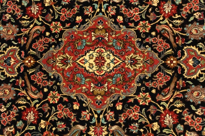 Ghom Teppich 102x152cm - Perserteppich - schwarz