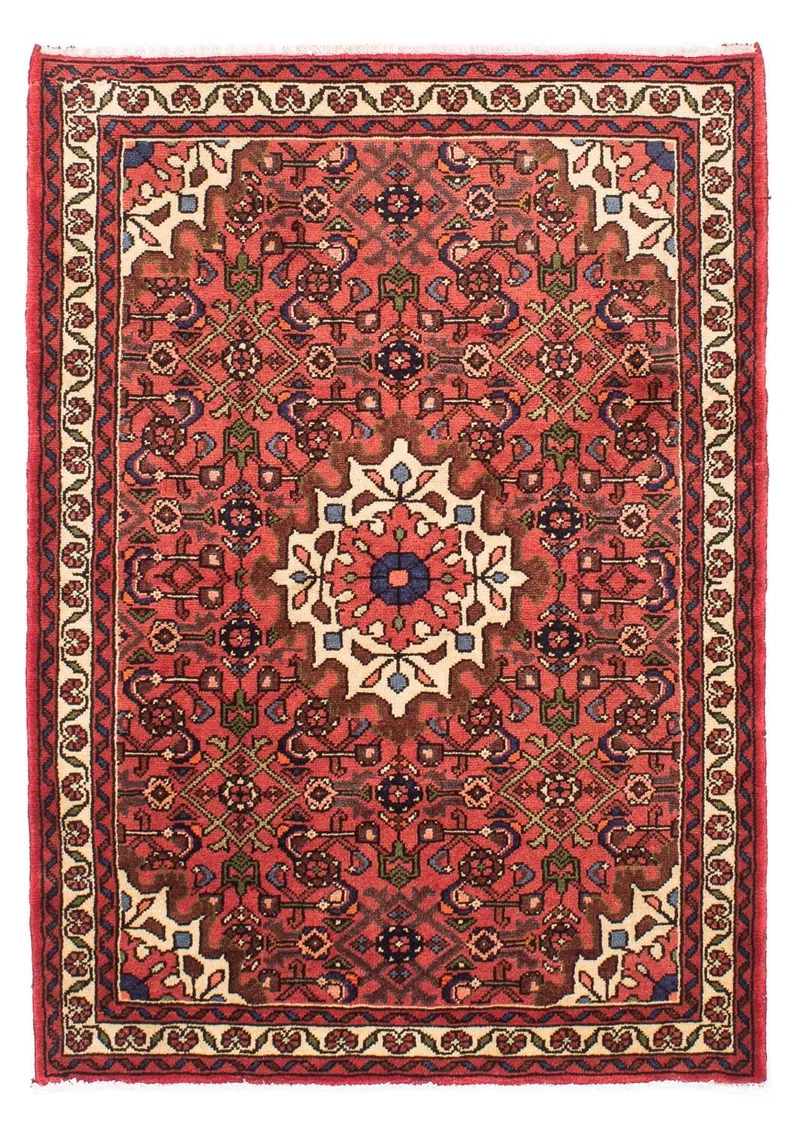 Hosseinabad Teppich 100x147cm - Perserteppich - dunkelrot