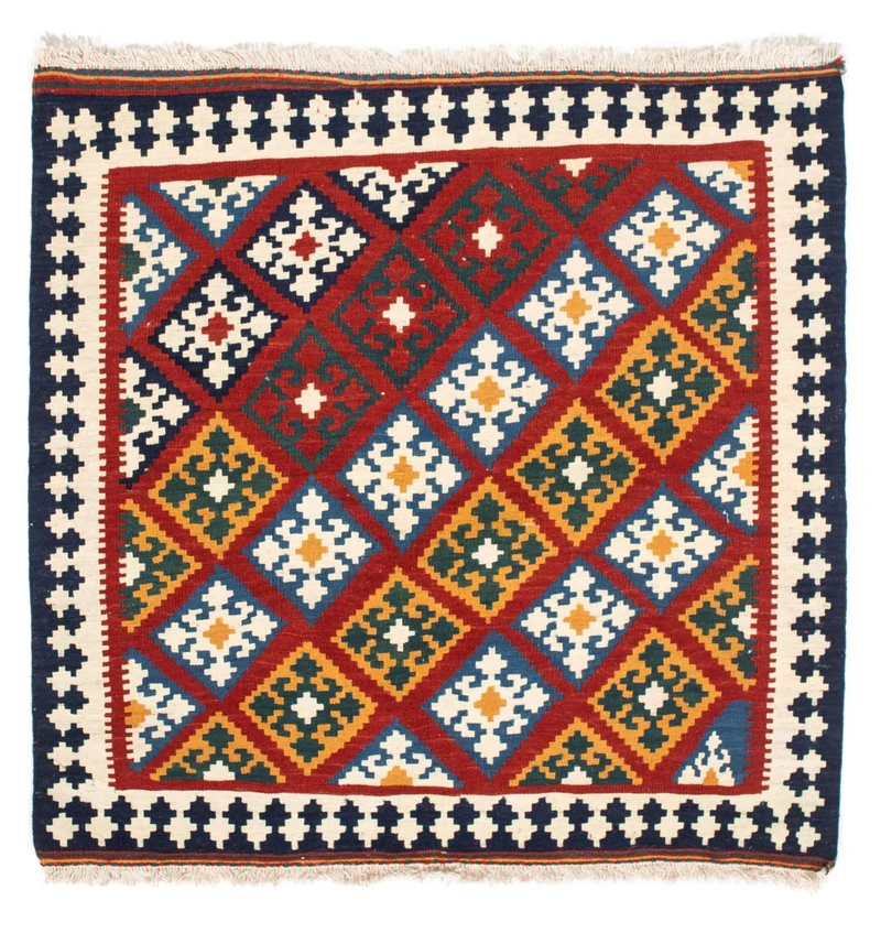 Kelim Fars Teppich 97x100cm - dunkelrot