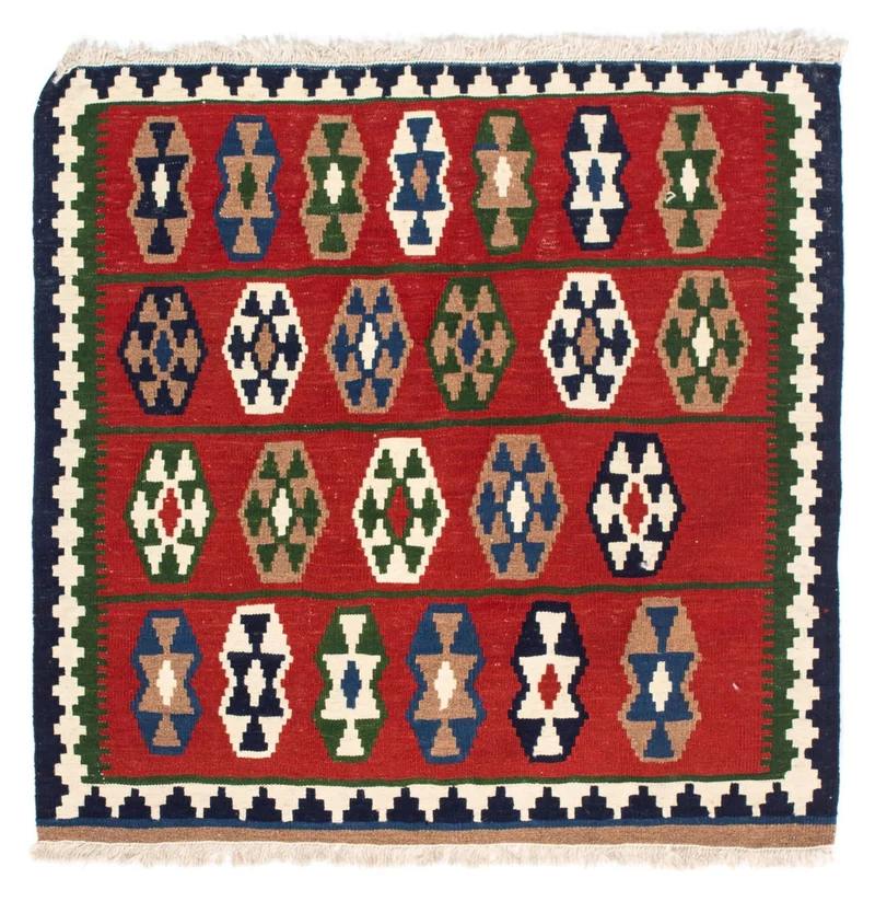 Kelim Fars Teppich 98x100cm - dunkelrot