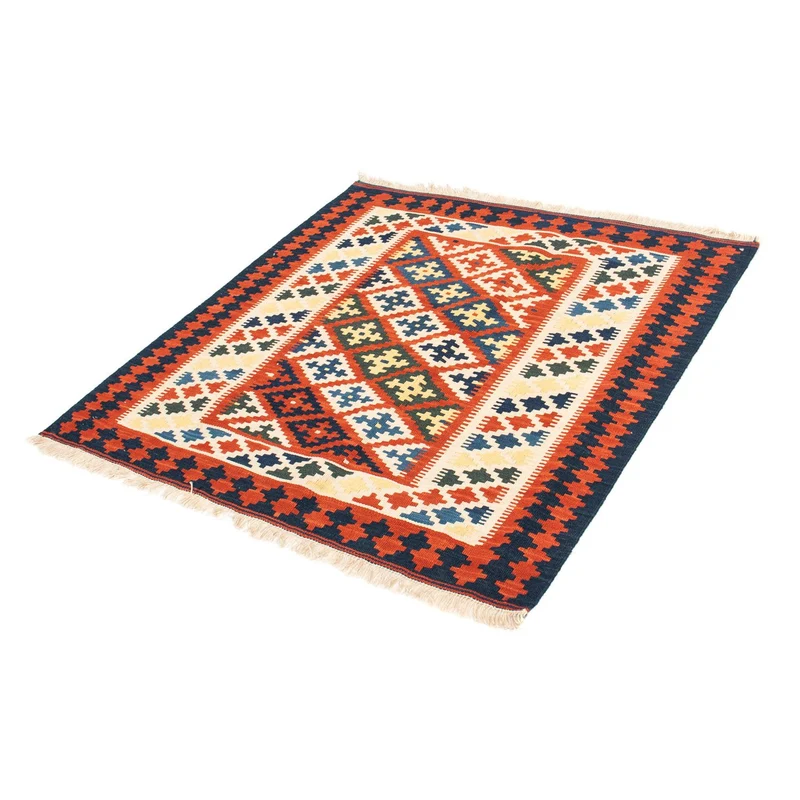 Kelim Fars Teppich 100x107cm - dunkelrot