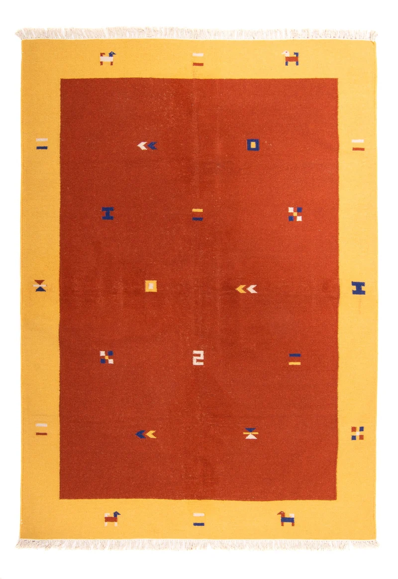 Kelim Modern Teppich 170x240cm - dunkelrot