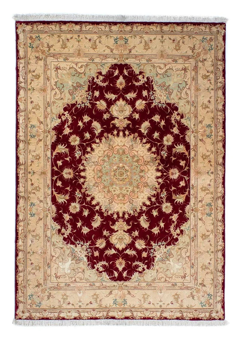 Täbriz - 50 Raj Teppich 153x200cm - Perserteppich - dunkelrot
