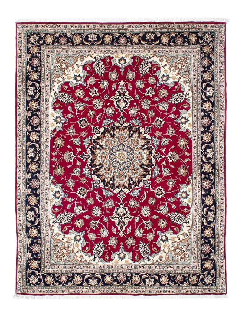 Täbriz - 50 Raj Teppich 150x200cm - Perserteppich - dunkelrot