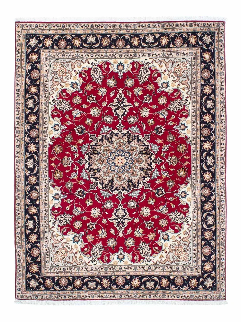 Täbriz - 50 Raj Teppich 152x202cm - Perserteppich - rot