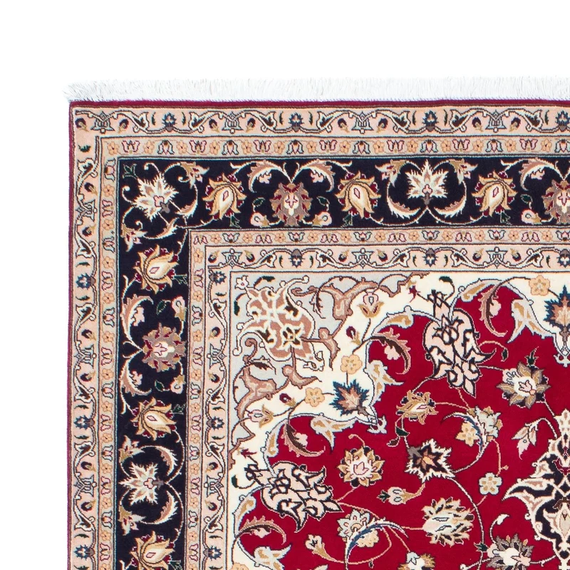 Täbriz - 50 Raj Teppich 152x202cm - Perserteppich - rot
