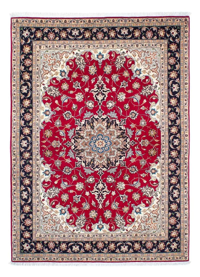 Täbriz - 50 Raj Teppich 150x210cm - Perserteppich - rot
