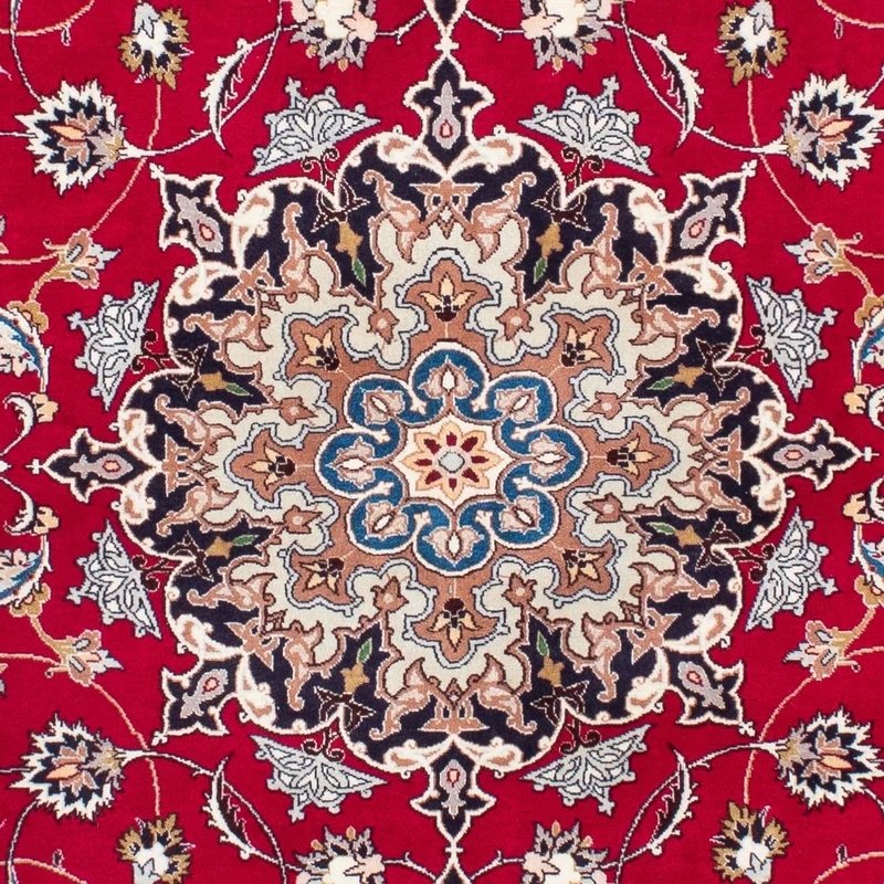 Täbriz - 50 Raj Teppich 150x210cm - Perserteppich - rot