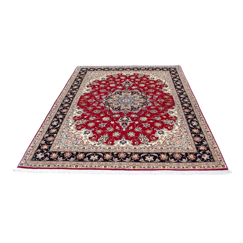 Täbriz - 50 Raj Teppich 150x210cm - Perserteppich - rot