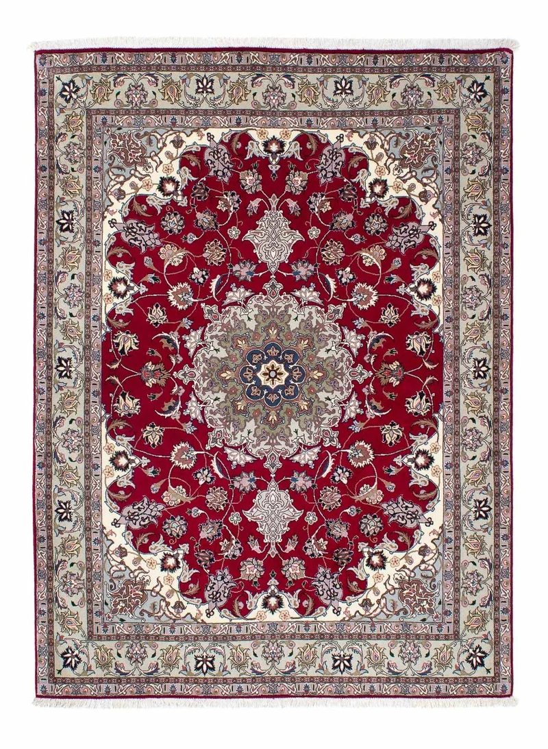 Täbriz - 50 Raj Teppich 150x202cm - Perserteppich - dunkelrot