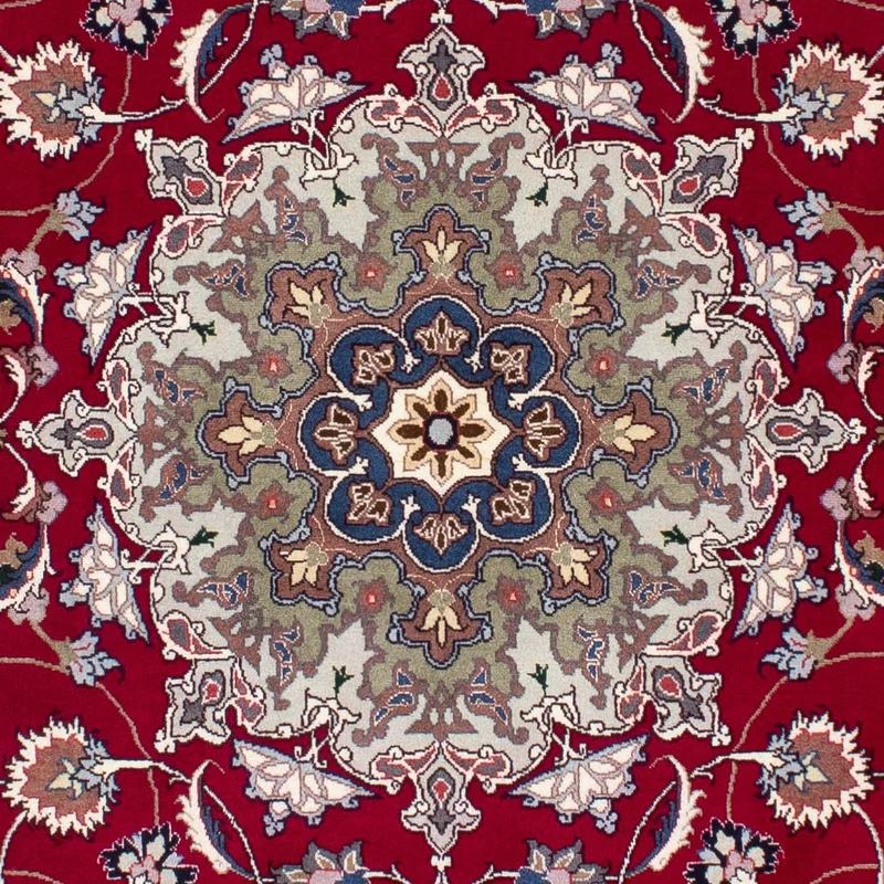 Täbriz - 50 Raj Teppich 150x202cm - Perserteppich - dunkelrot