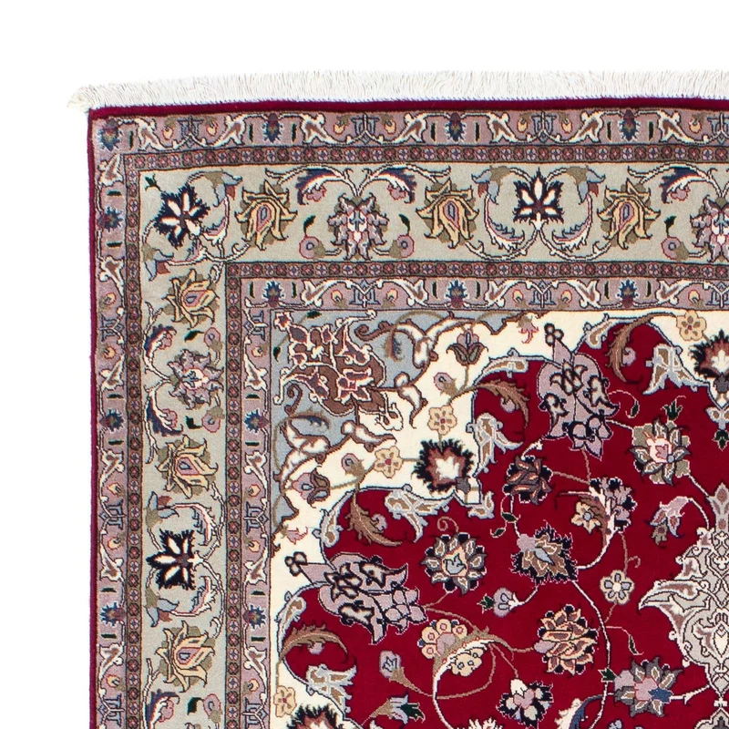Täbriz - 50 Raj Teppich 150x202cm - Perserteppich - dunkelrot