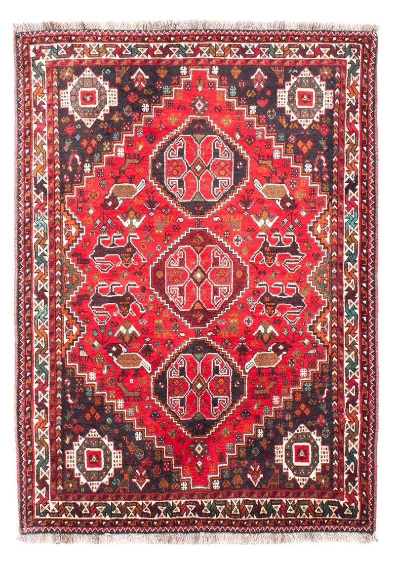 Ghashghai Teppich 104x154cm - Perserteppich - dunkelrot