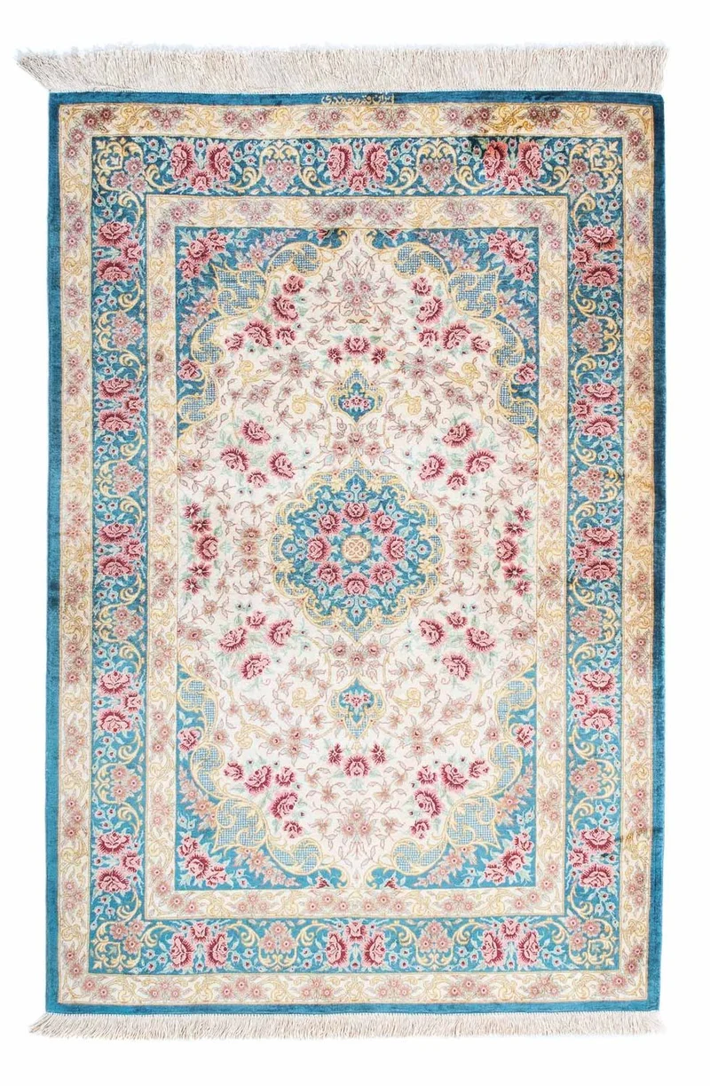 Ghom Teppich 77x123cm - Perserteppich - beige