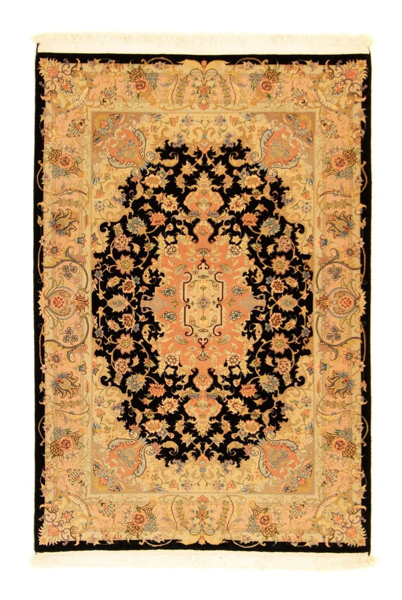 Täbriz - 50 Raj Teppich 103x151cm - Perserteppich - schwarz