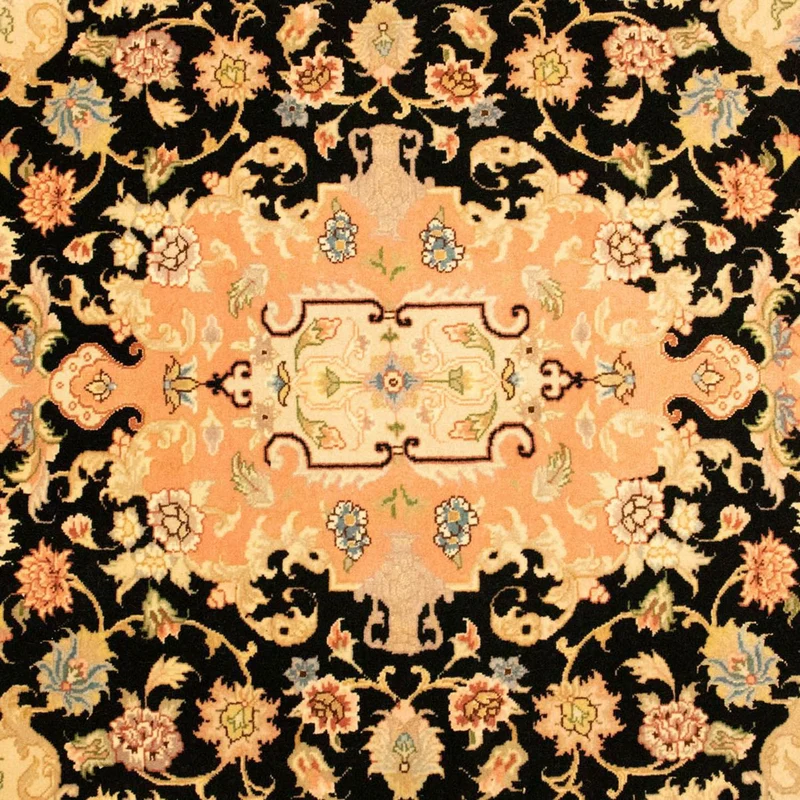 Täbriz - 50 Raj Teppich 103x151cm - Perserteppich - schwarz