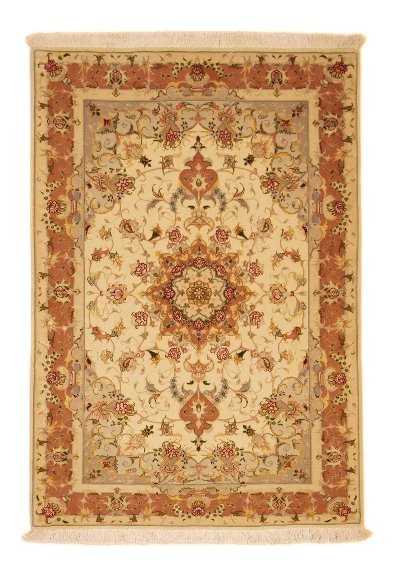 Täbriz - 50 Raj Teppich 104x151cm - Perserteppich - beige