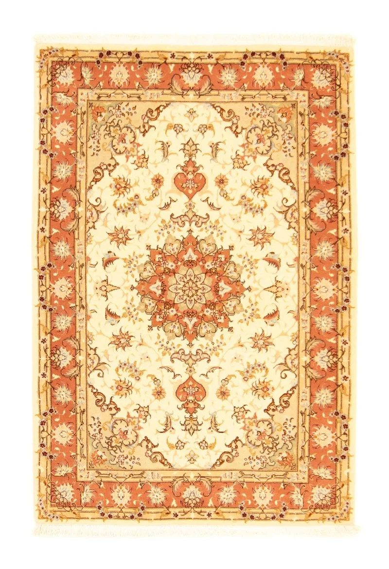 Täbriz - 50 Raj Teppich 103x154cm - Perserteppich - beige