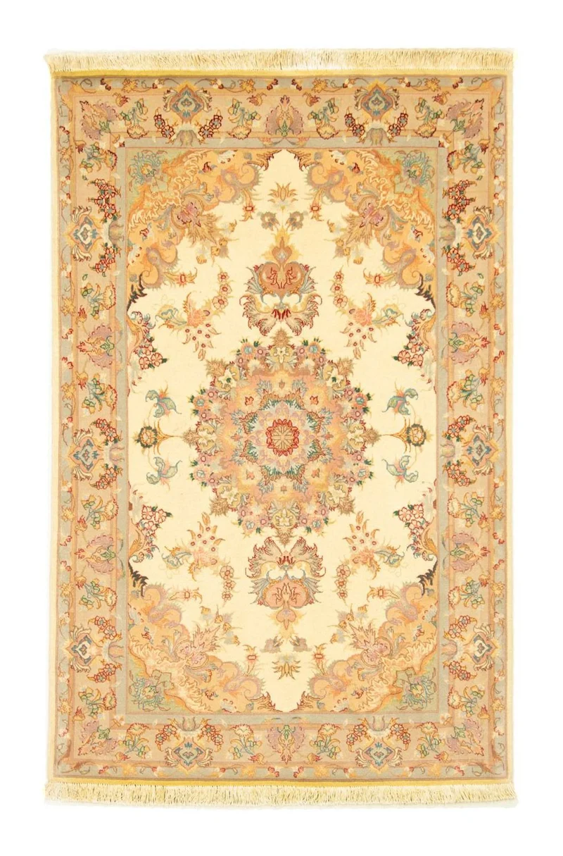 Täbriz - 50 Raj Teppich 102x154cm - Perserteppich - beige
