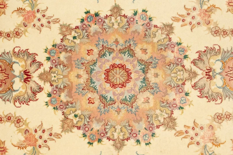 Täbriz - 50 Raj Teppich 102x154cm - Perserteppich - beige