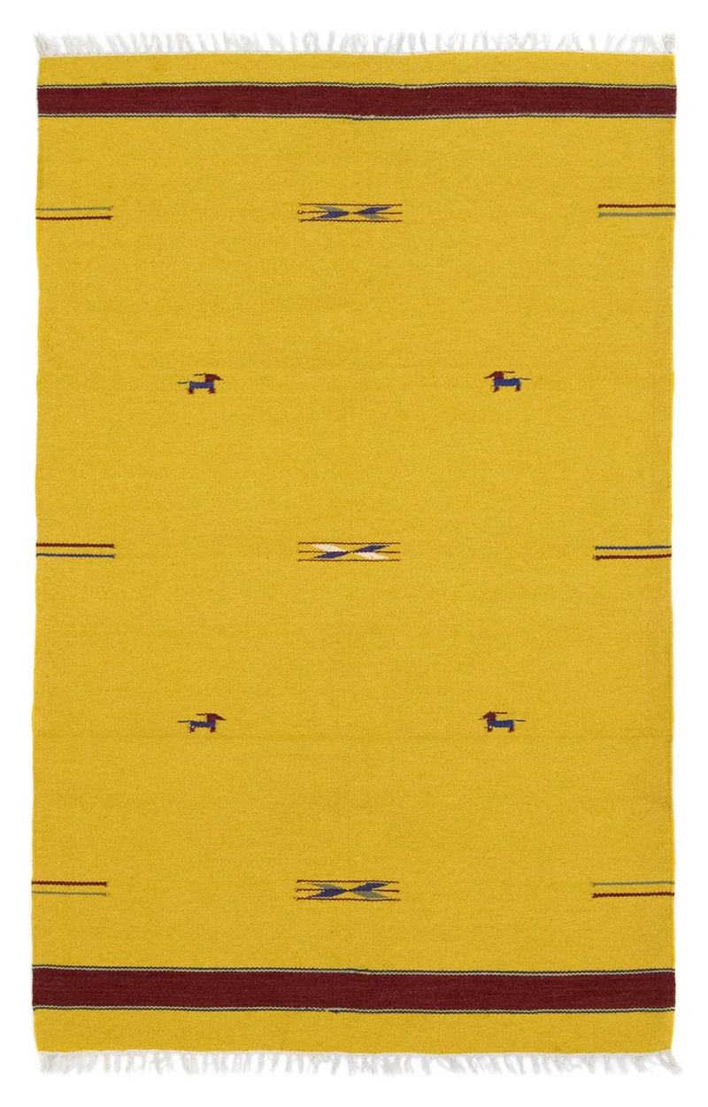 Kelim Modern Teppich 120x180cm - gelb