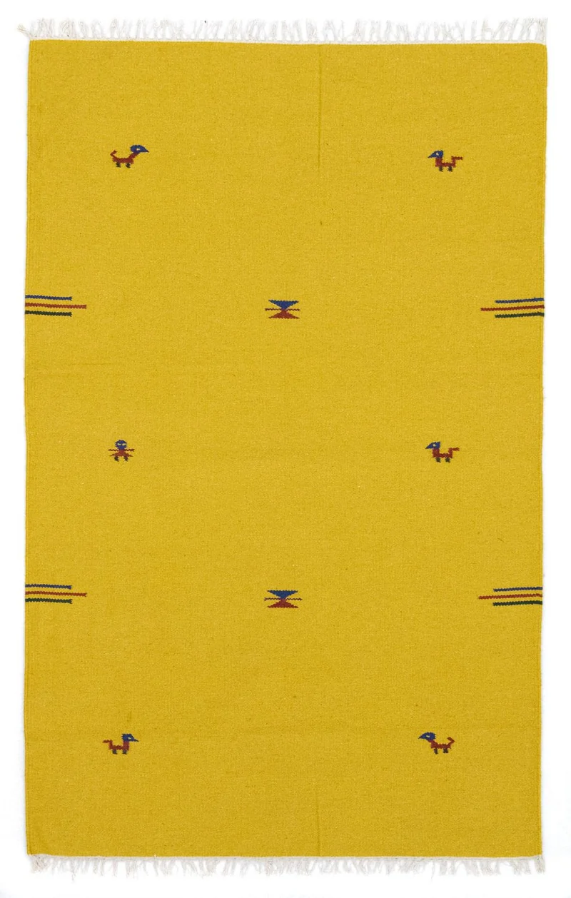 Kelim Modern Teppich 120x180cm - gelb