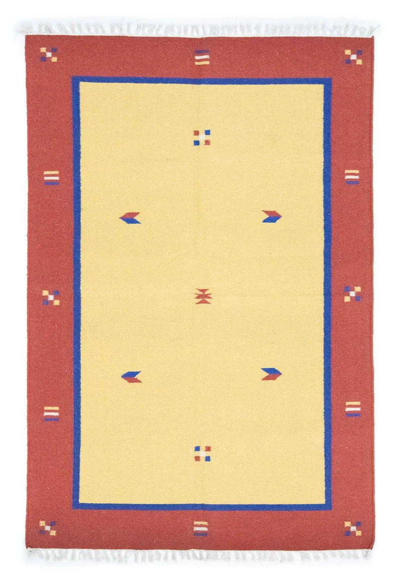 Kelim Modern Teppich 140x200cm - gelb