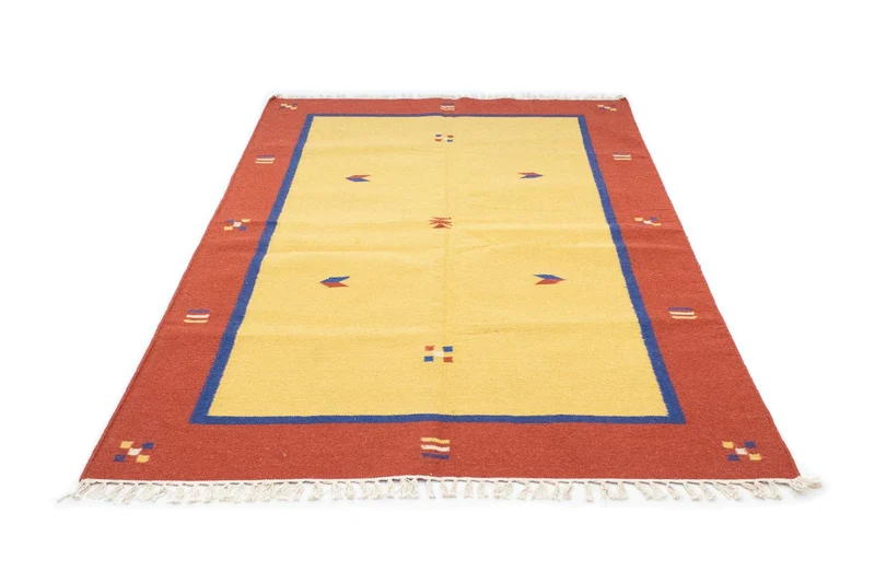 Kelim Modern Teppich 140x200cm - gelb