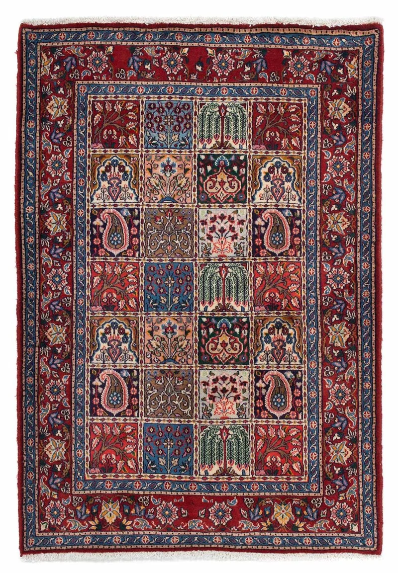 Moud Teppich 100x150cm - Perserteppich - dunkelrot