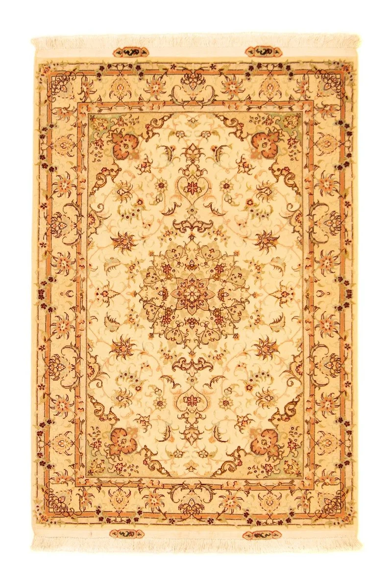 Täbriz - 50 Raj Teppich 102x147cm - Perserteppich - beige