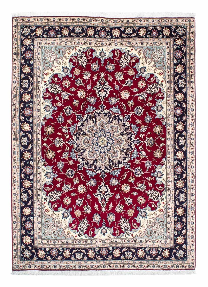 Täbriz - 50 Raj Teppich 155x207cm - Perserteppich - dunkelrot
