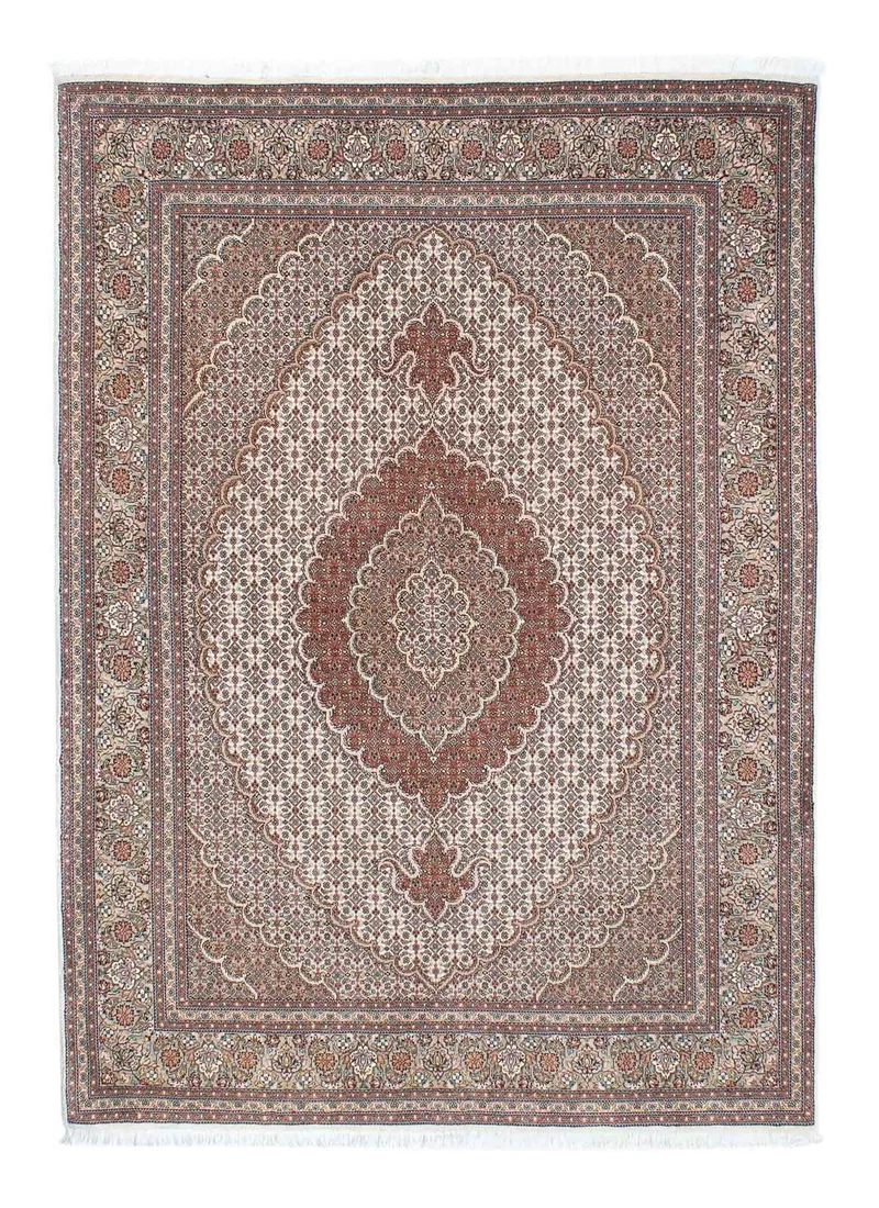 Täbriz - 50 Raj Teppich 150x210cm - Perserteppich - hellbraun