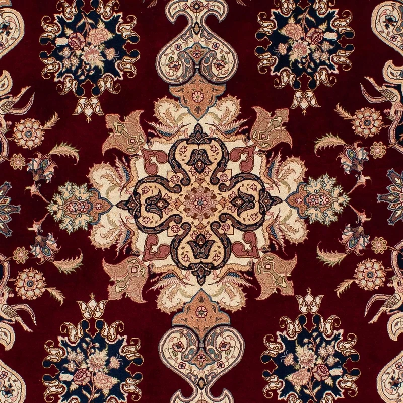Täbriz - 50 Raj Teppich 152x202cm - Perserteppich - dunkelrot