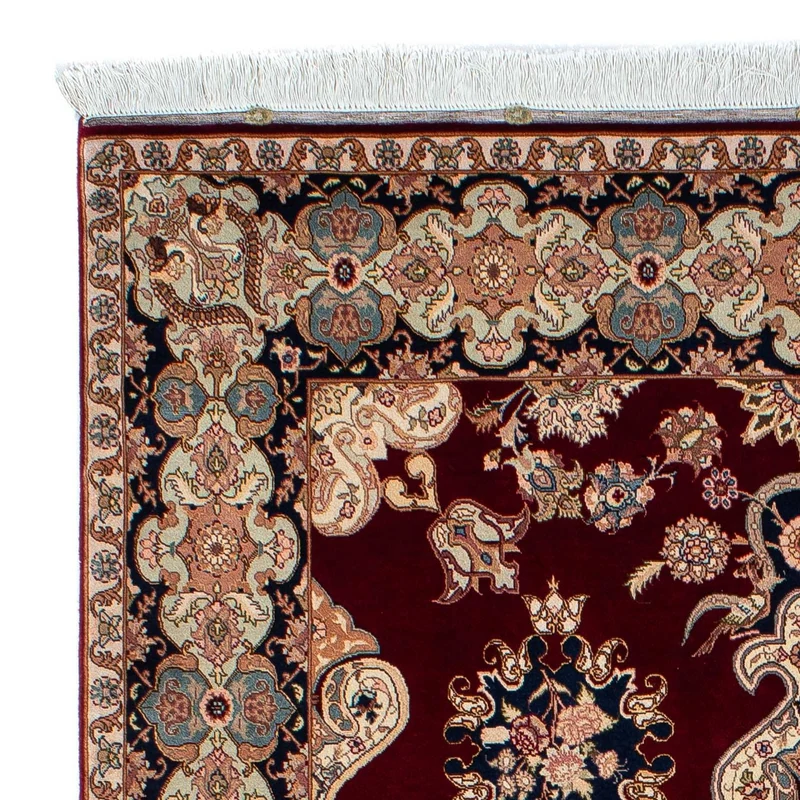 Täbriz - 50 Raj Teppich 152x202cm - Perserteppich - dunkelrot