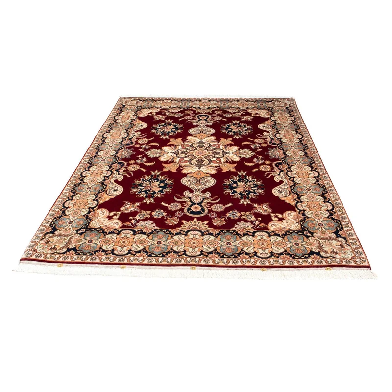 Täbriz - 50 Raj Teppich 152x202cm - Perserteppich - dunkelrot