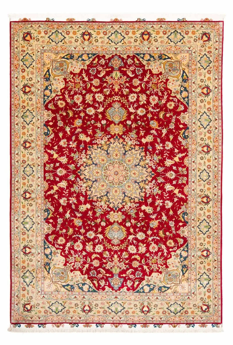 Täbriz - 50 Raj Teppich 205x300cm - Perserteppich - dunkelrot