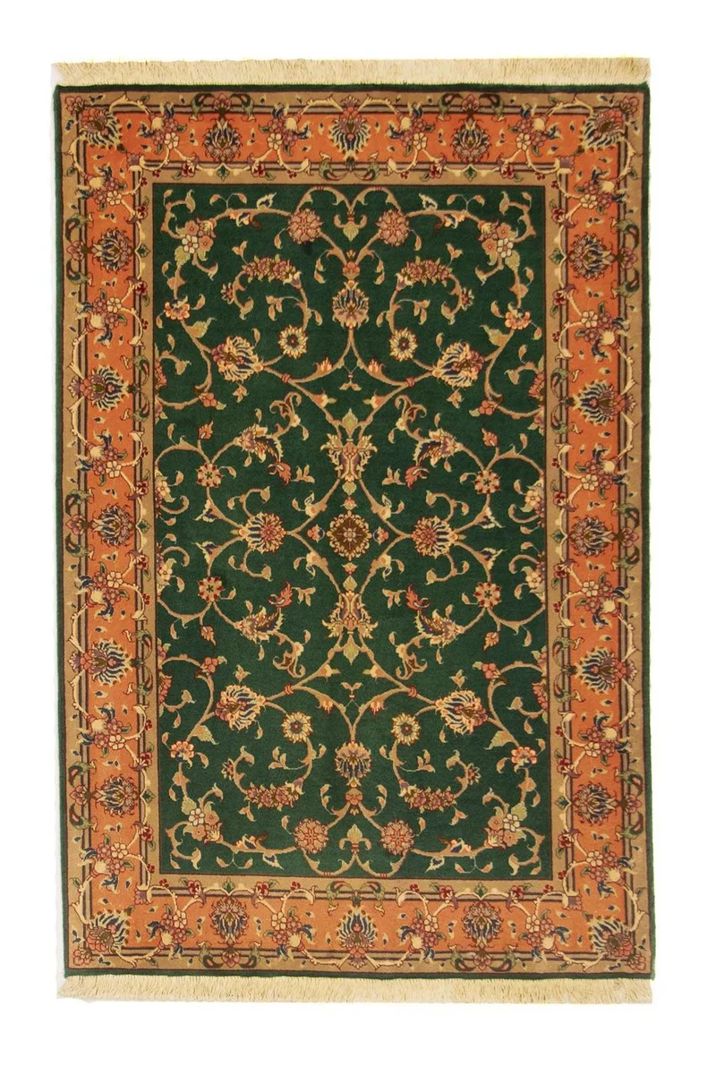 Täbriz - 50 Raj Teppich 100x148cm - Perserteppich - grün