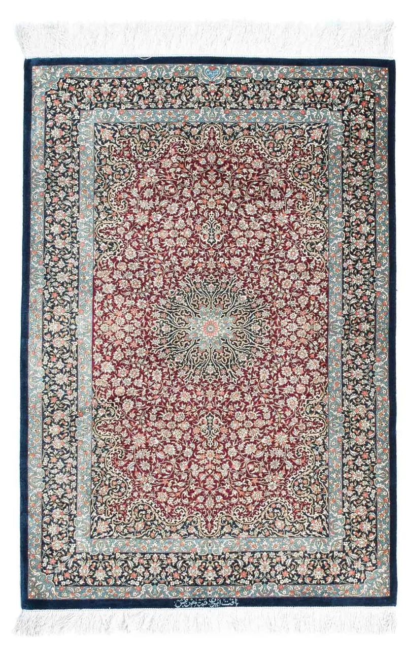 Ghom Teppich 78x116cm - Perserteppich - dunkelblau
