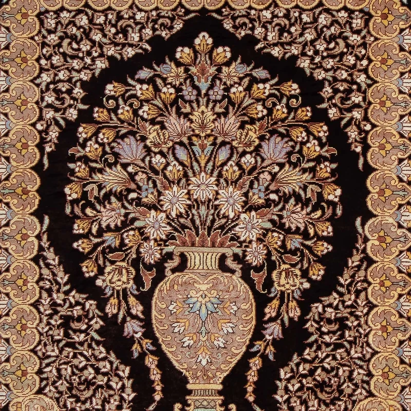 Ghom Teppich 61x90cm - Perserteppich - dunkelblau