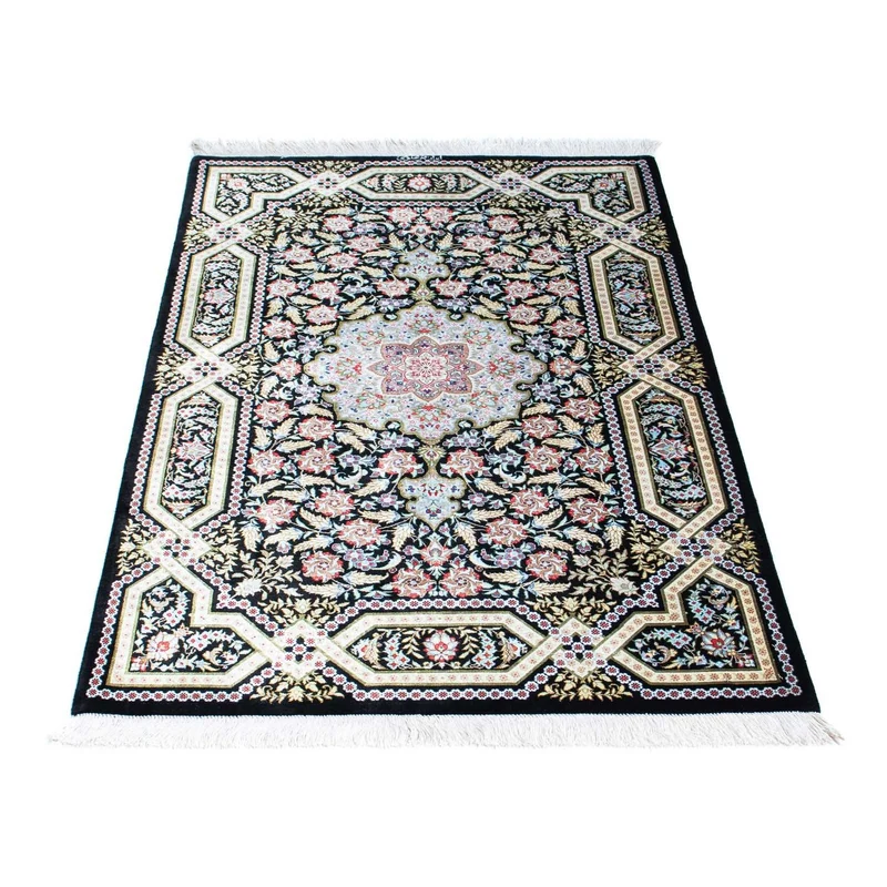 Ghom Teppich 79x124cm - Perserteppich - dunkelblau